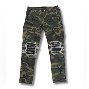 111 AMIRI Men's Distressed Camouflage Cargo Slim Fit Pant, Sz 34